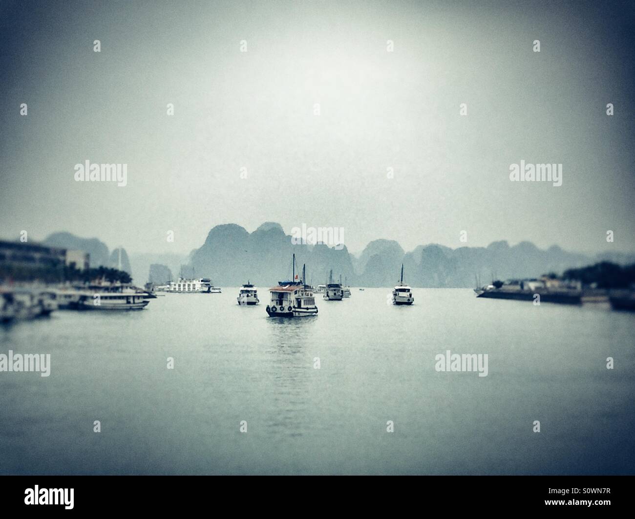 Halong bay Vietnam black and white - Smartphone Captured Stock Image