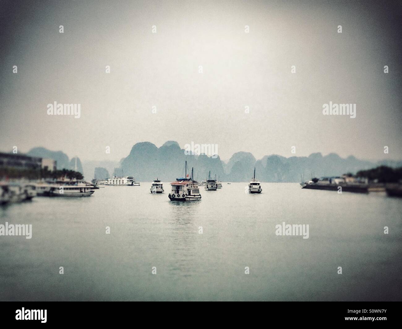 Halong bay Vietnam black and white - Smartphone Captured Stock Image