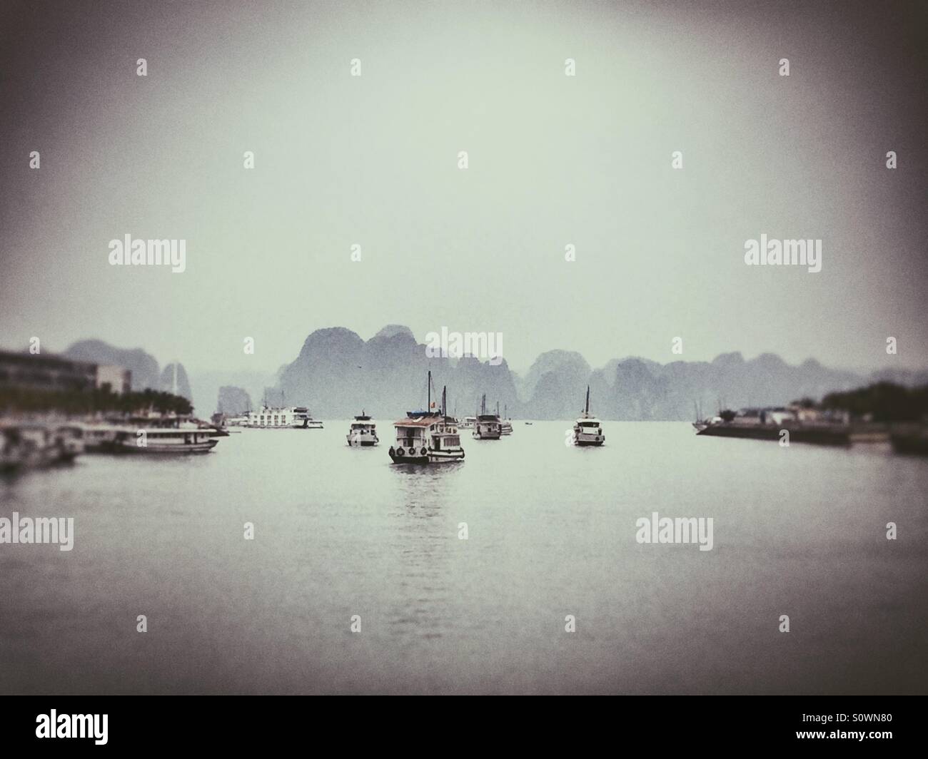 Halong bay Vietnam black and white - Smartphone Captured Stock Image