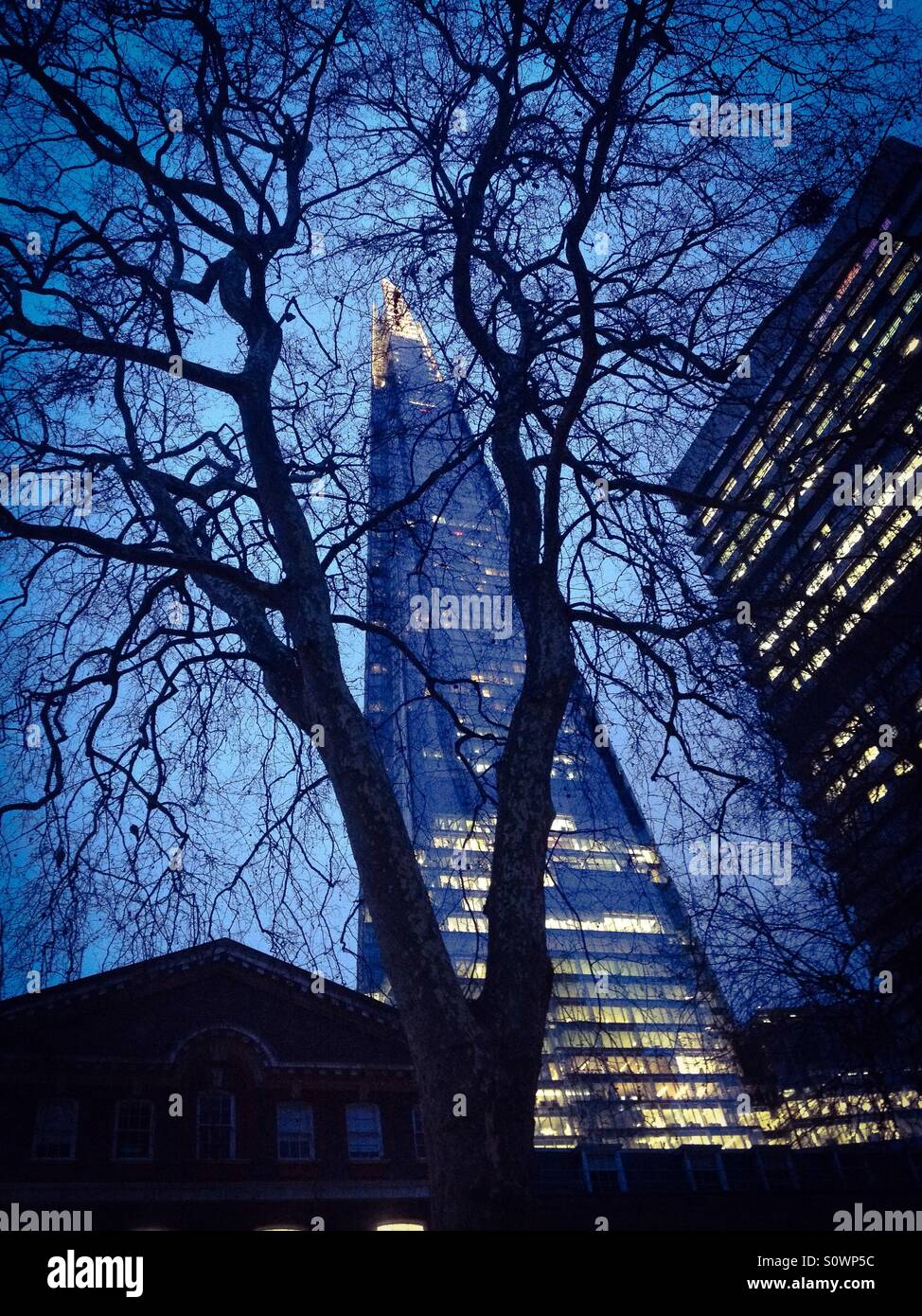 The Shard through some trees - Smartphone Captured Stock Image