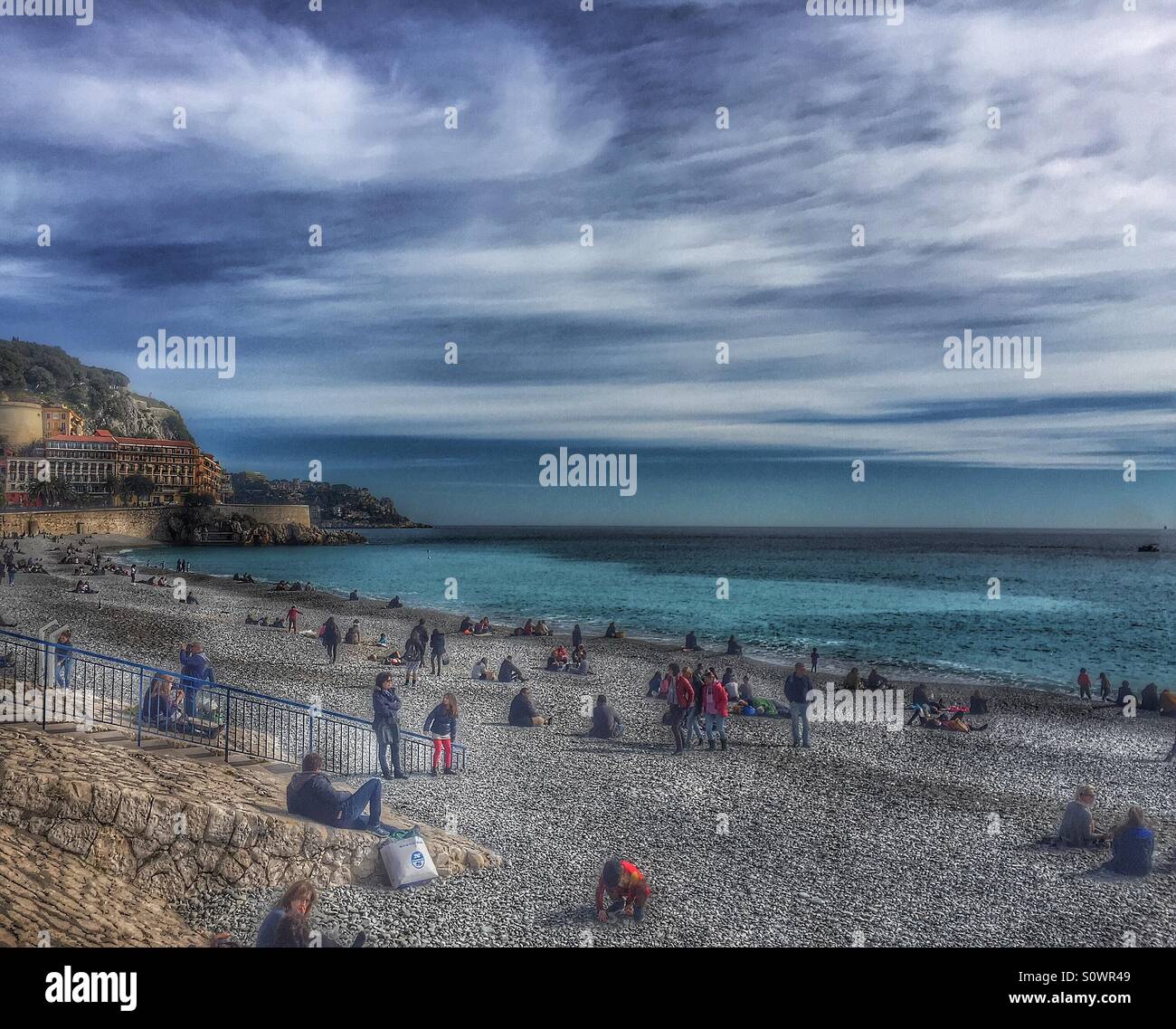 Nice beach in winter France - Smartphone Captured Stock Image