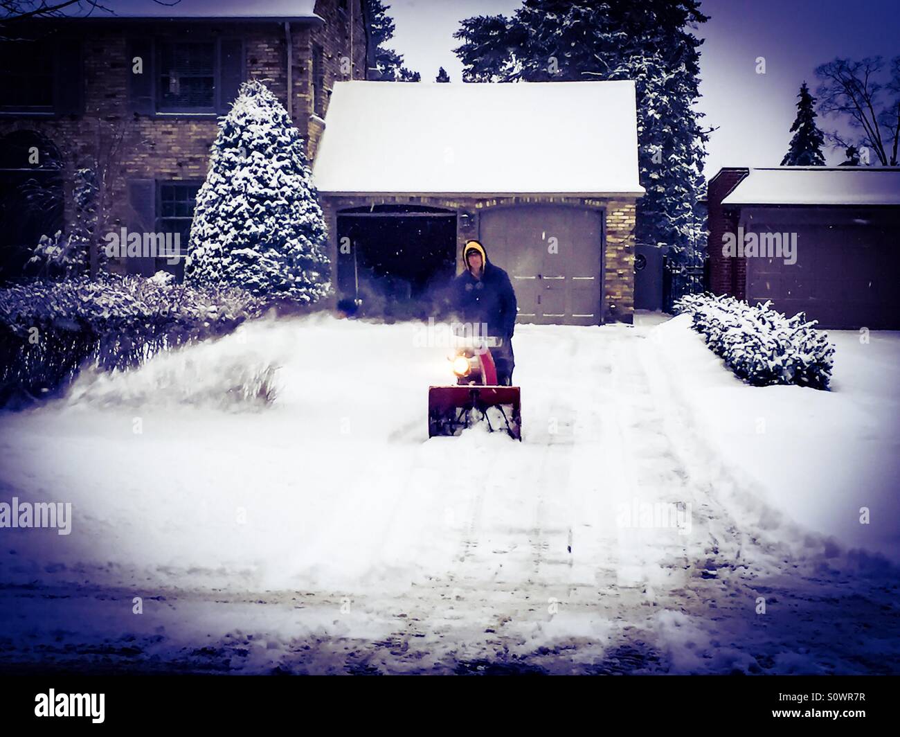 Snowblowing - Smartphone Captured Stock Image