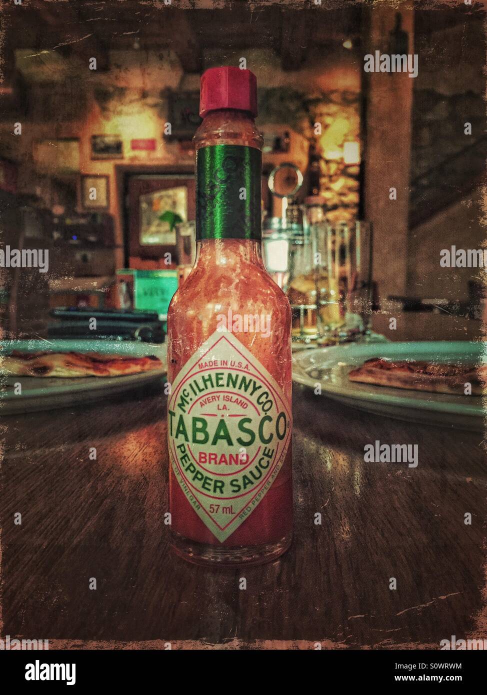 Bottle of Mc Ilhenny Tabasco pepper sauce - Smartphone Captured Stock Image