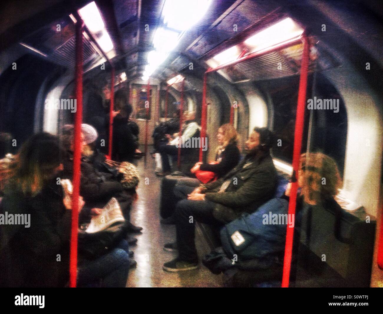 On a London Underground train. - Smartphone Captured Stock Image