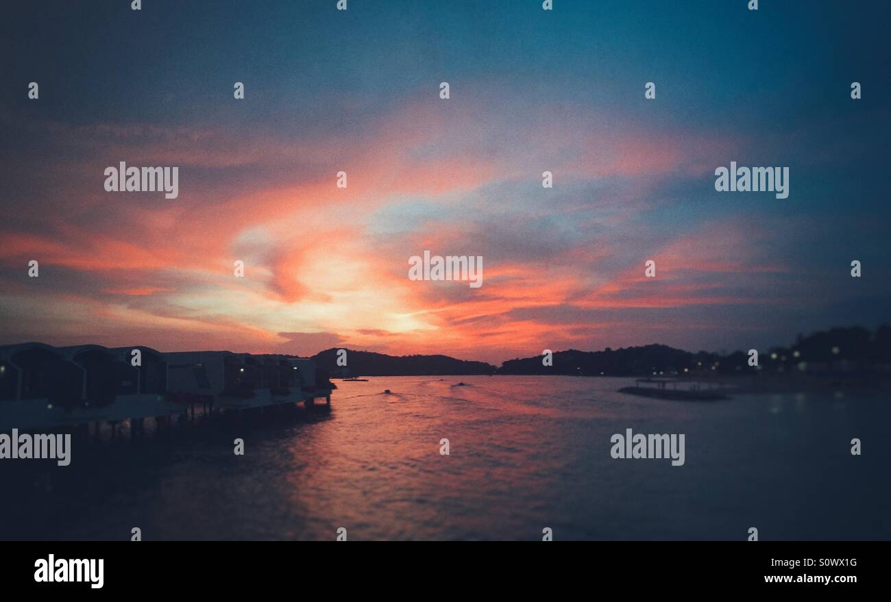 Sunset view from hibiscus lexis port Dickson Malaysia - Smartphone Captured Stock Image