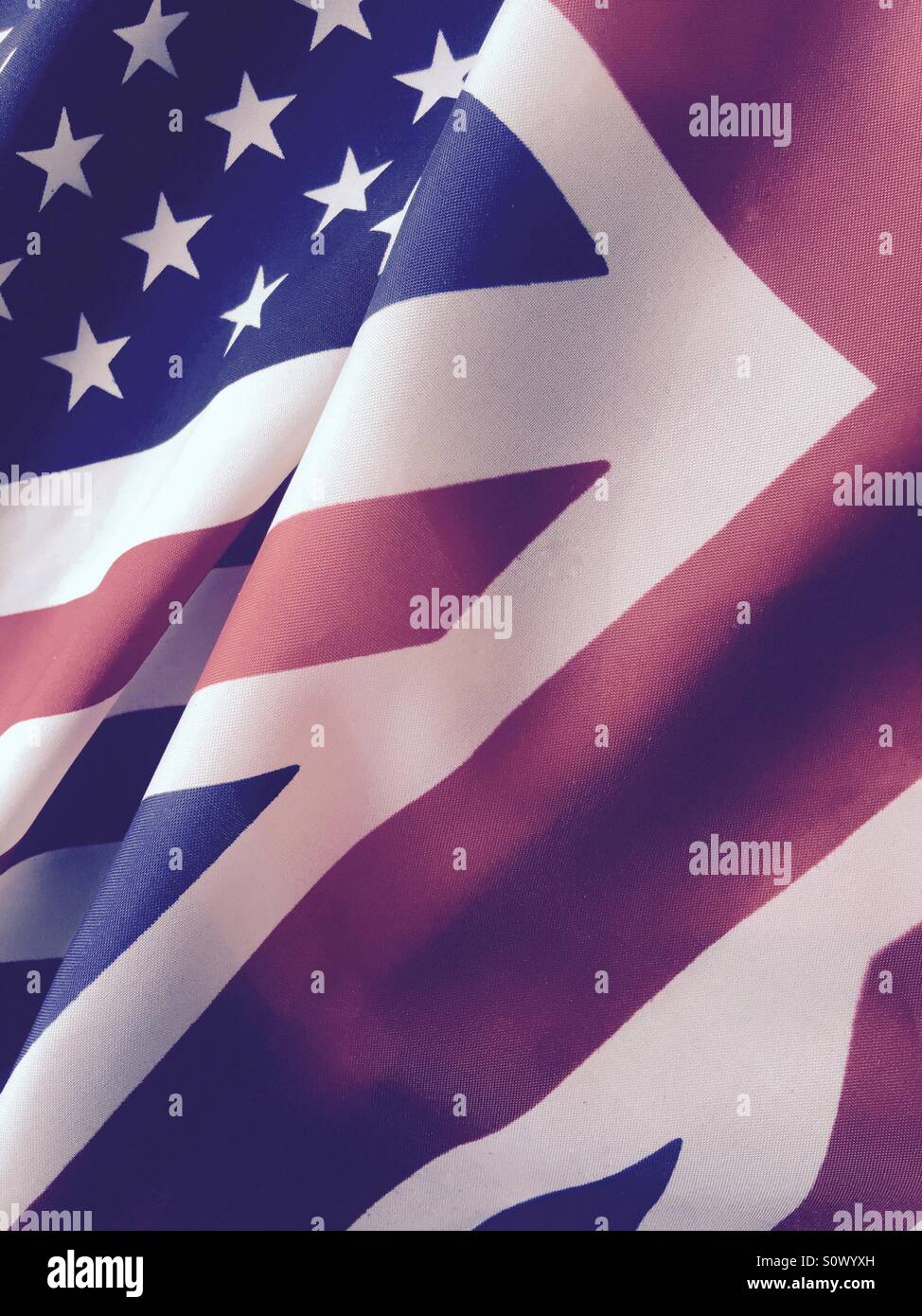 USA and UK flags - Smartphone Captured Stock Image