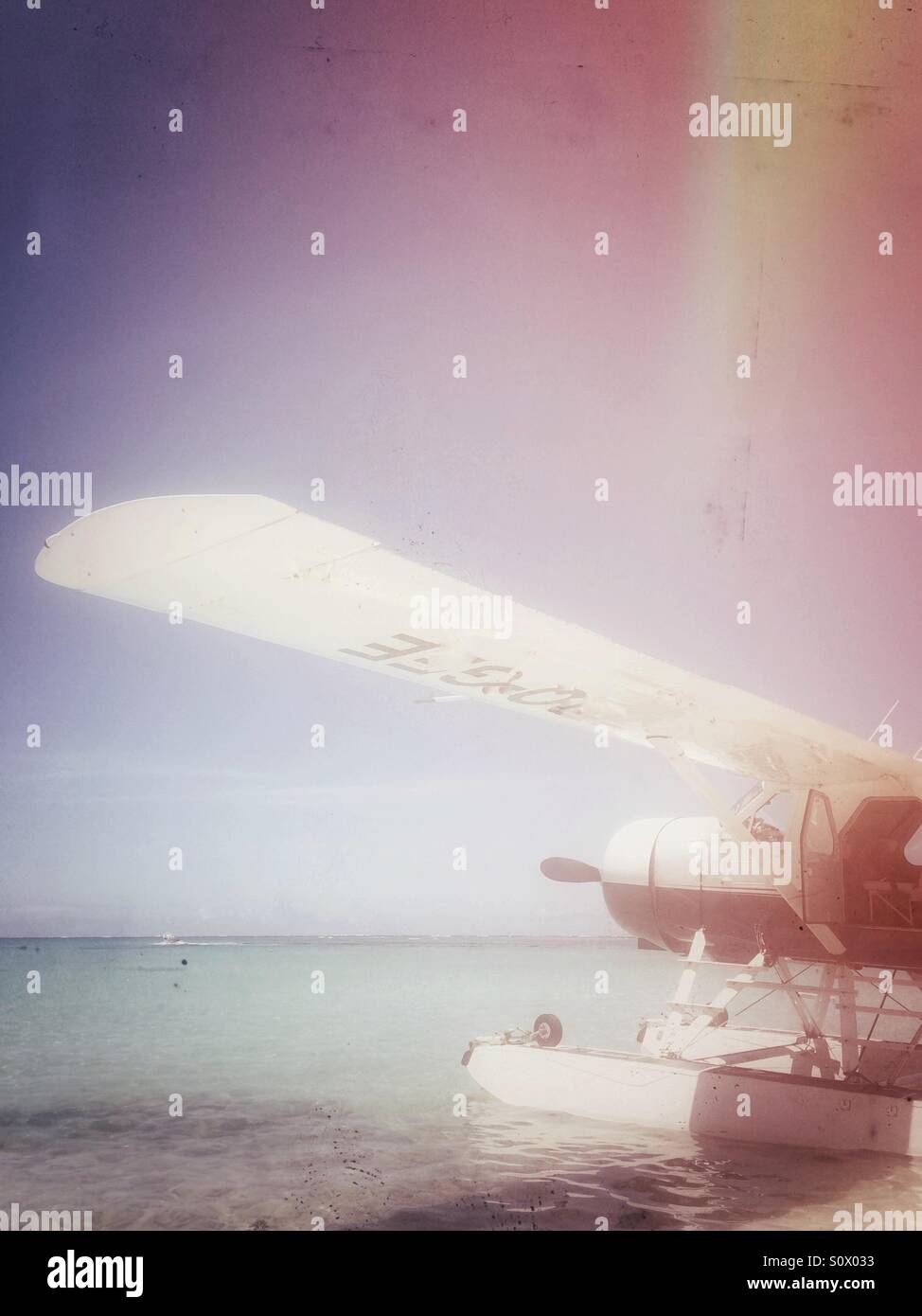 Sea plane on Fijian Island - Smartphone Captured Stock Image