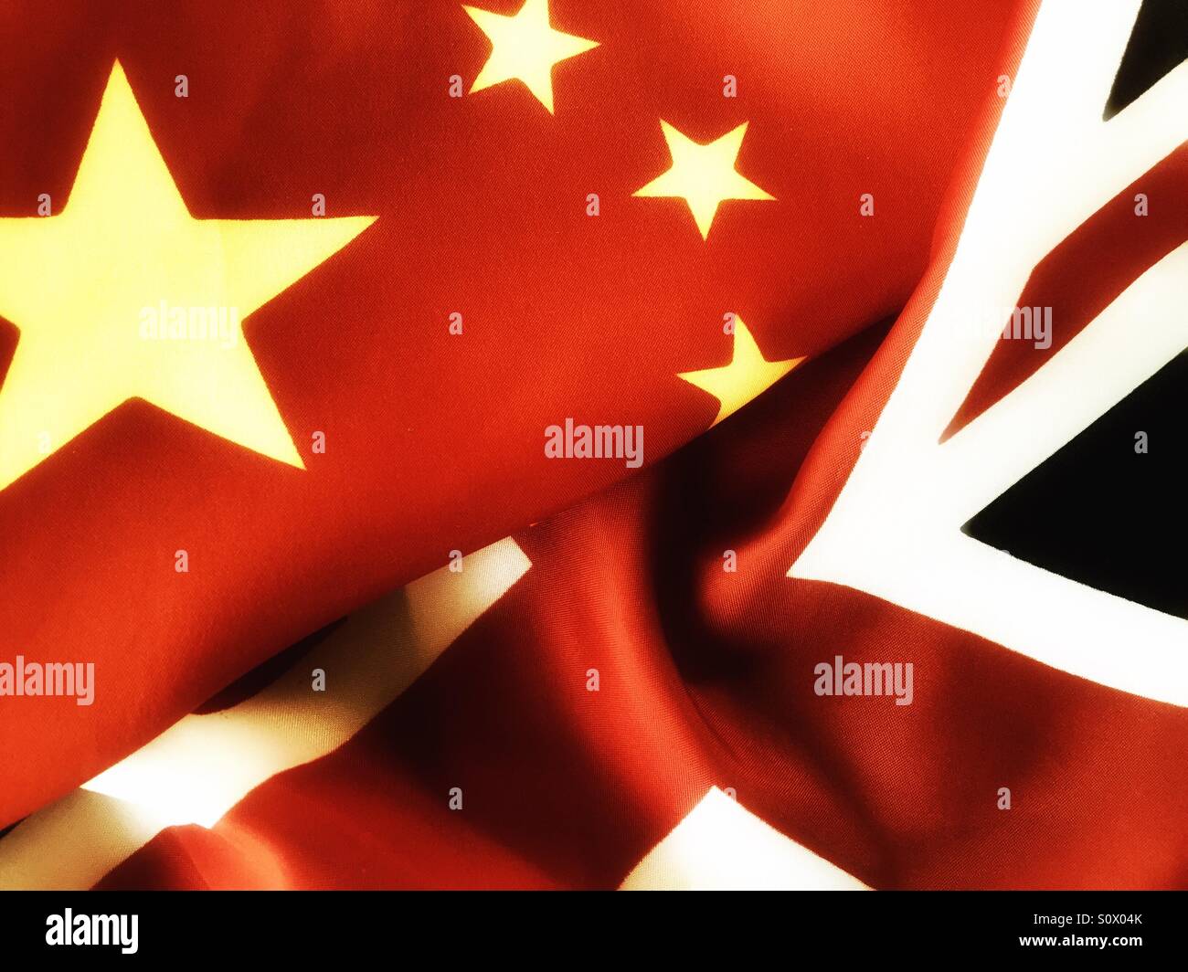Flags of Great Britain and China - Smartphone Captured Stock Image