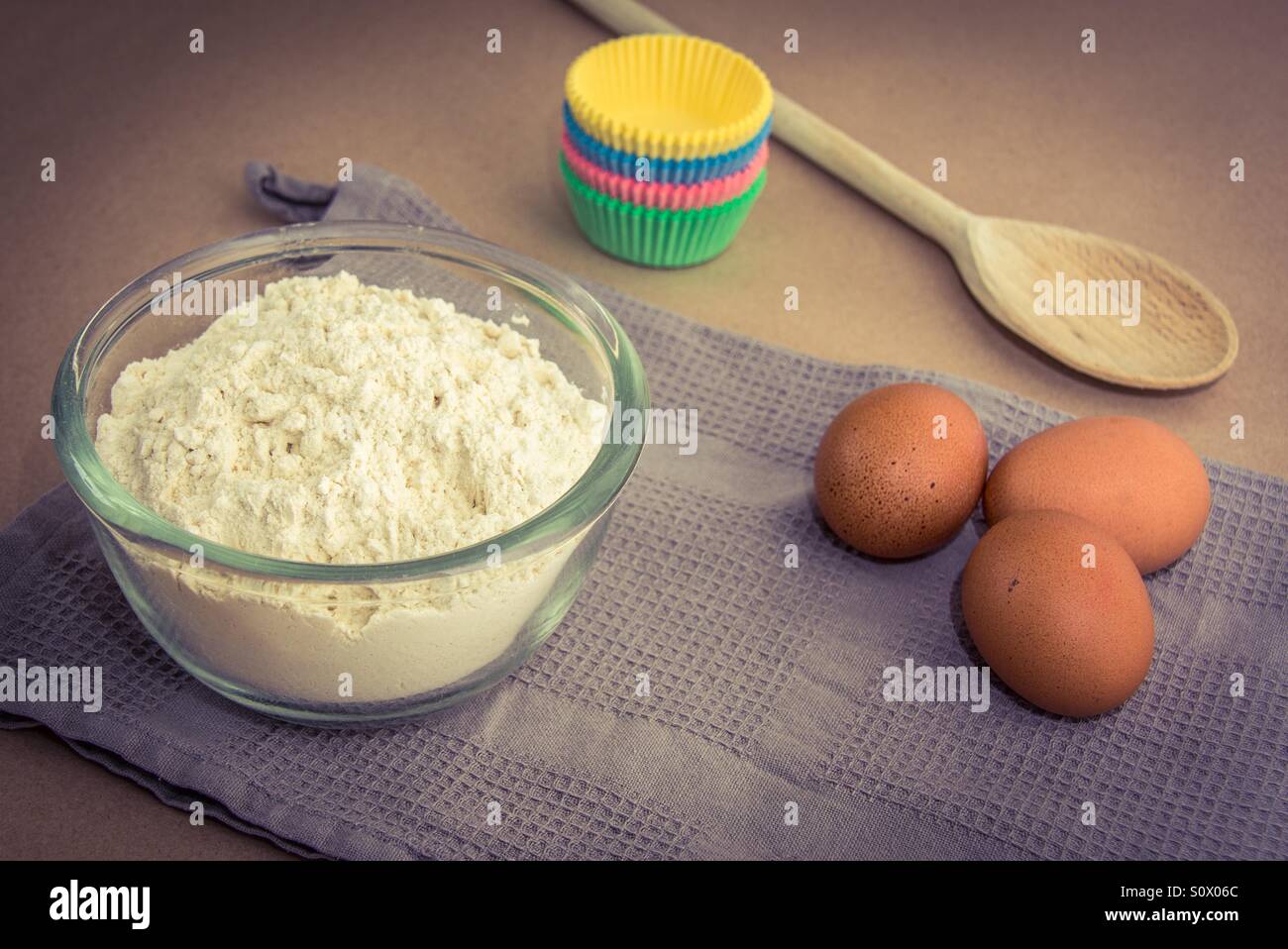 Ingredients ready to bake cupcakes - Smartphone Captured Stock Image