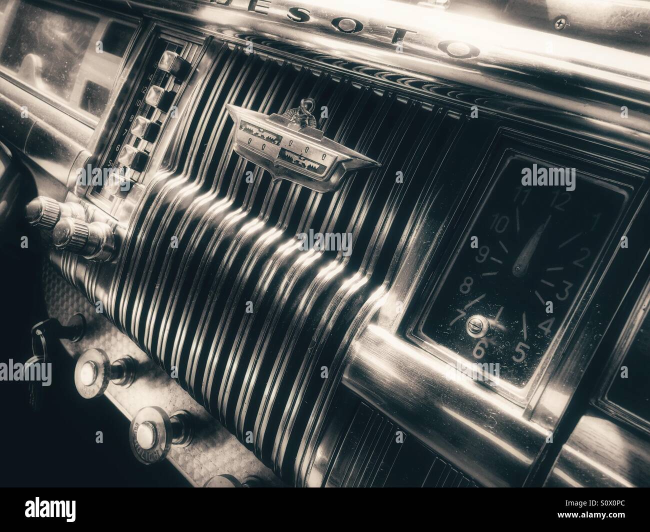 1947 DeSoto Classic Car Dashboard - Smartphone Captured Stock Image