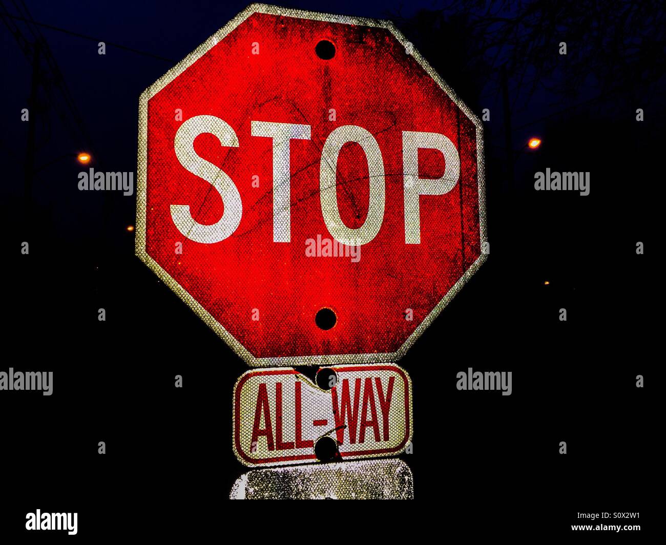 All-way stop - Smartphone Captured Stock Image