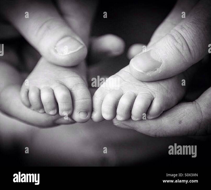 Newborn baby feet. - Smartphone Captured Stock Image