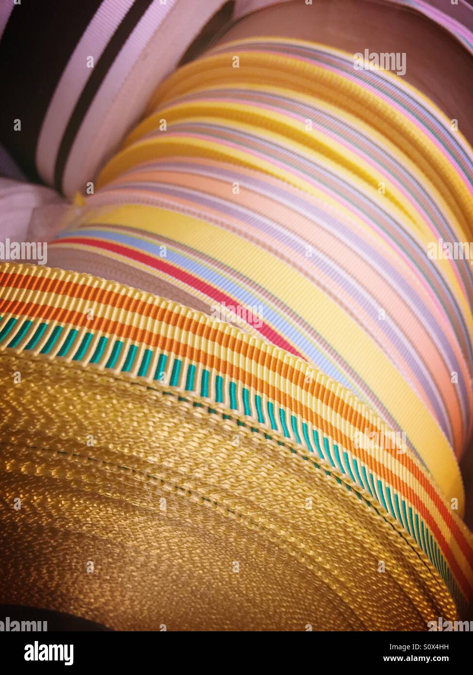 Grogram Fabric Rolls of grosgrain striped trim Stock Photo - Alamy