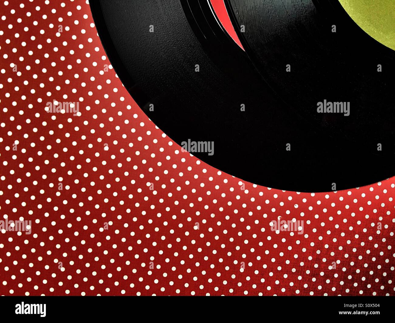 Vinyl records on polka dots - Smartphone Captured Stock Image