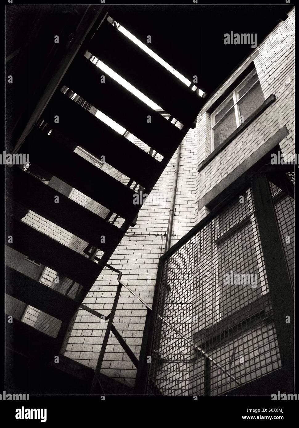 Fire escape, Leeds City Centre, England. - Smartphone Captured Stock Image