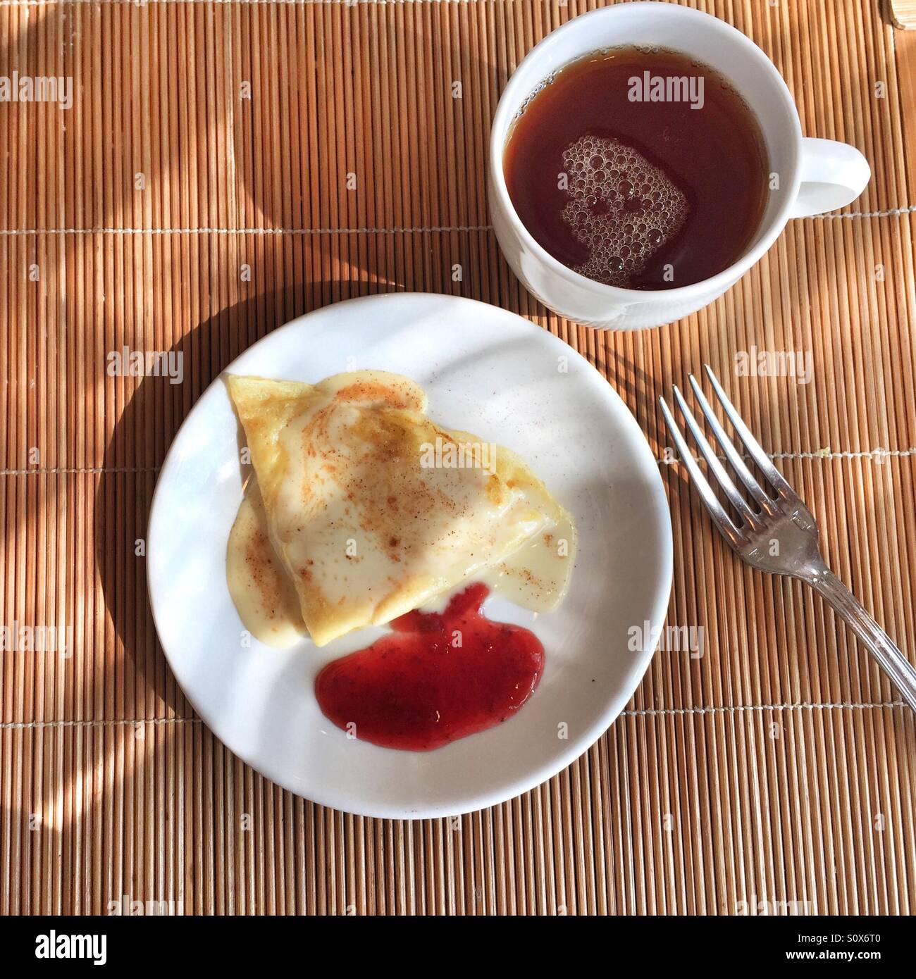 Crepes and tea Stock Photo