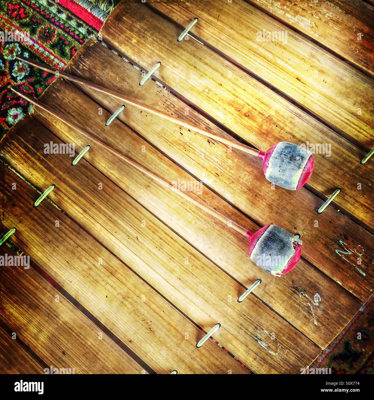 Traditional Thai xylophone musical instrument Ranat Ek - Smartphone Captured Stock Image