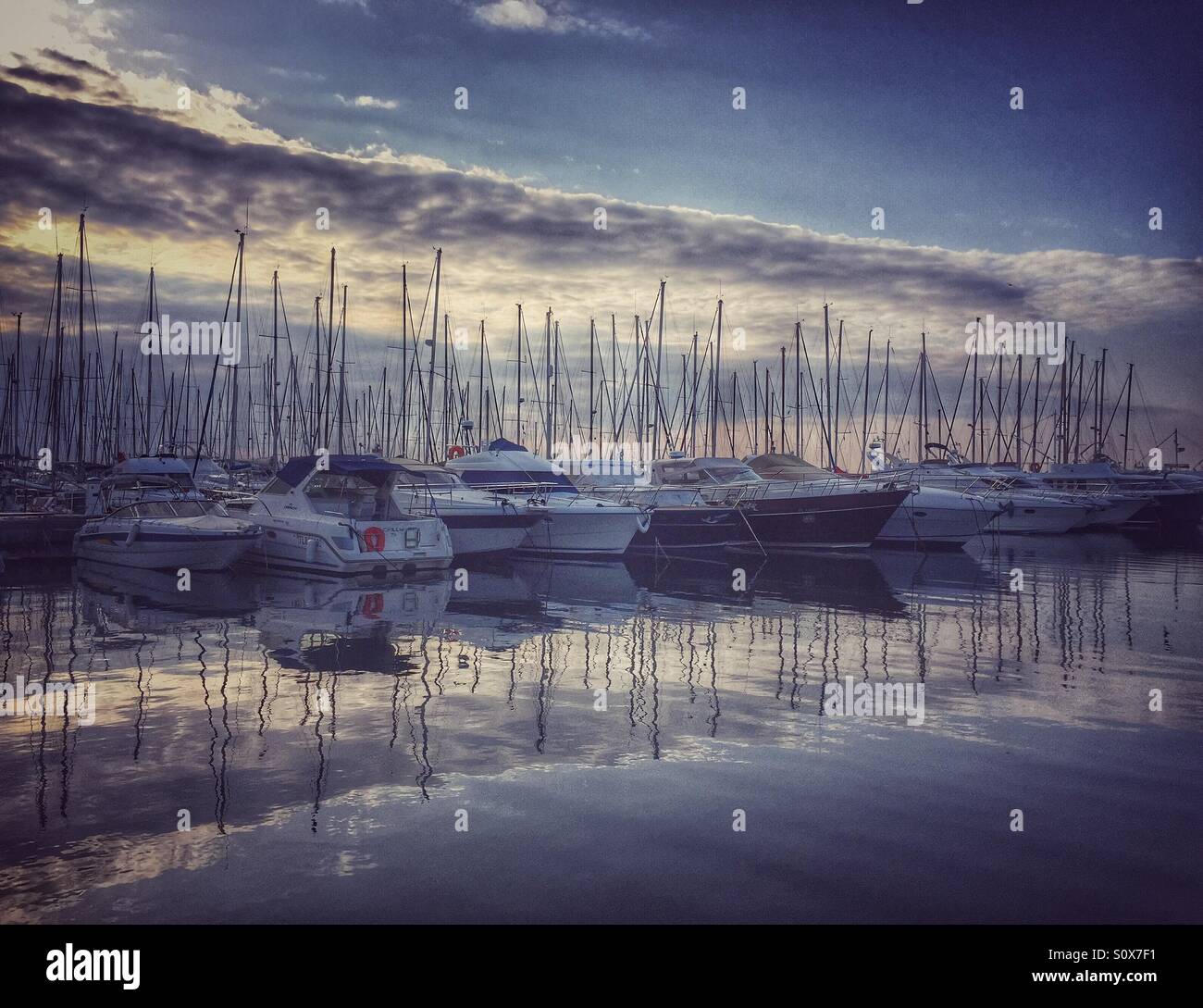 Port at sunrise Hyeres France - Smartphone Captured Stock Image