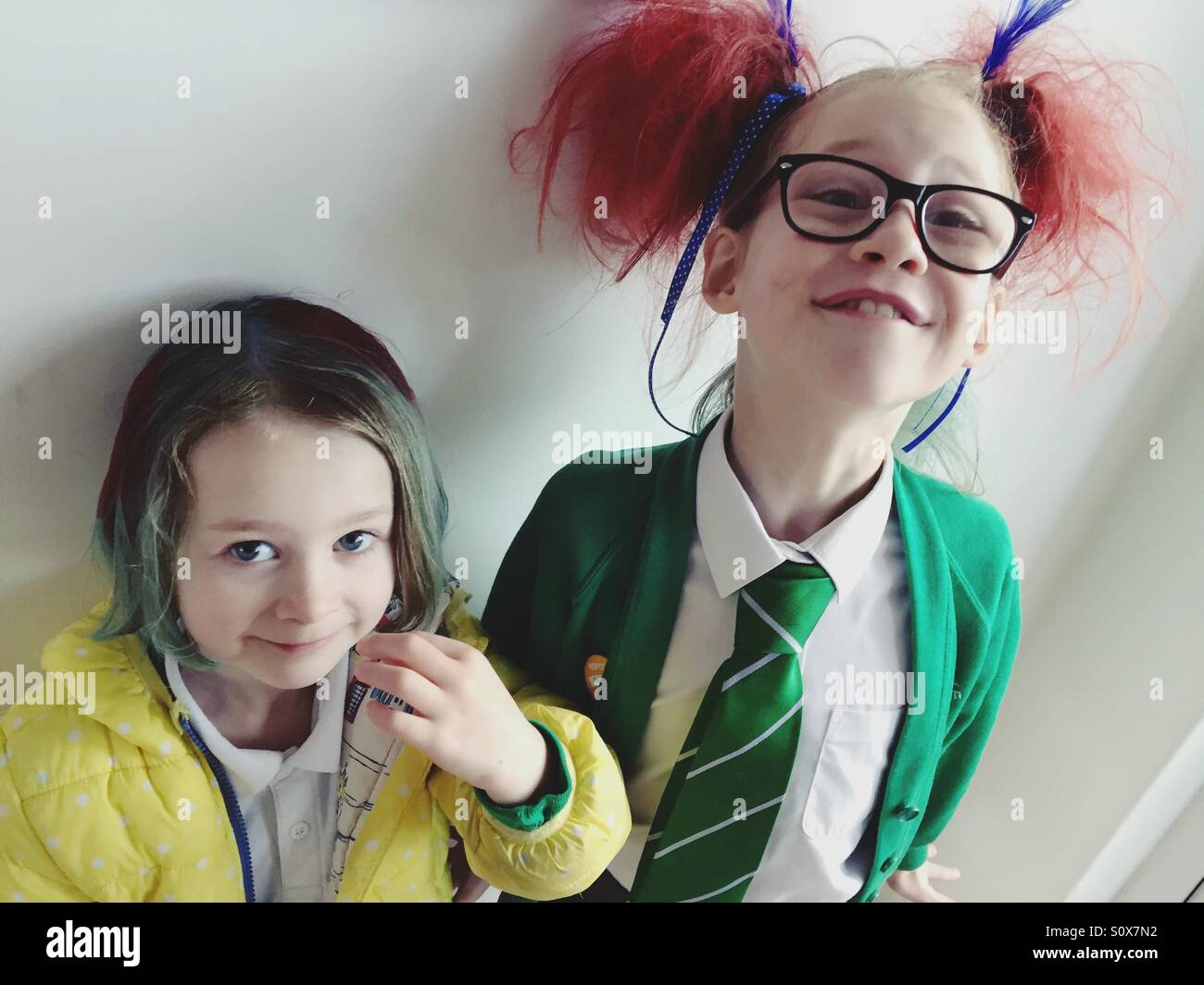 Mad hair day girls - Smartphone Captured Stock Image