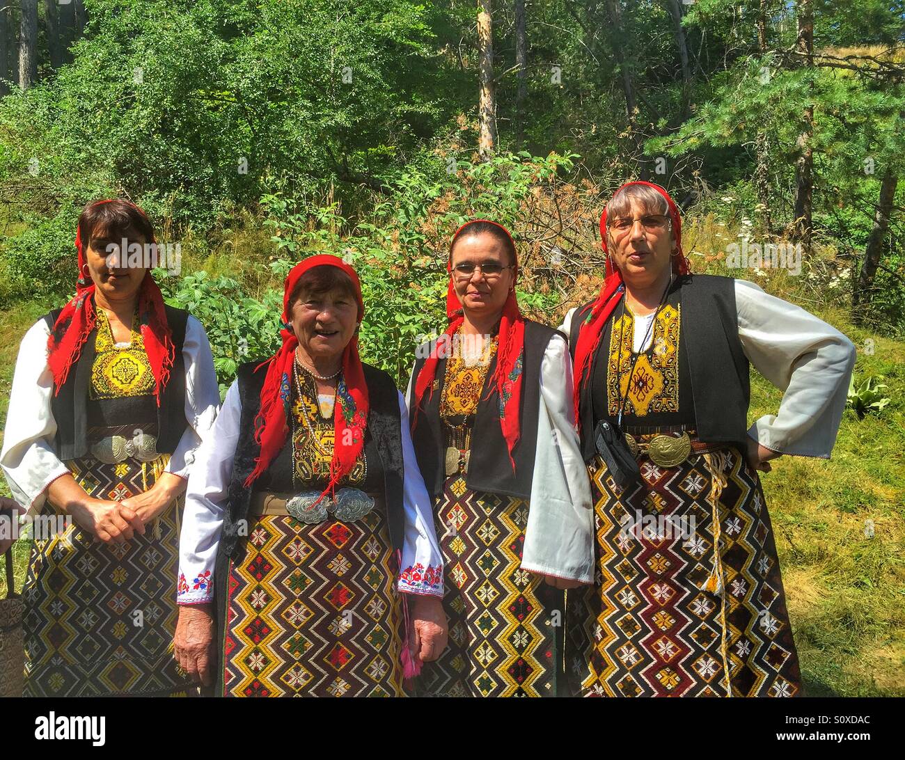 Bulgarian women with traditional costumes Stock Photo