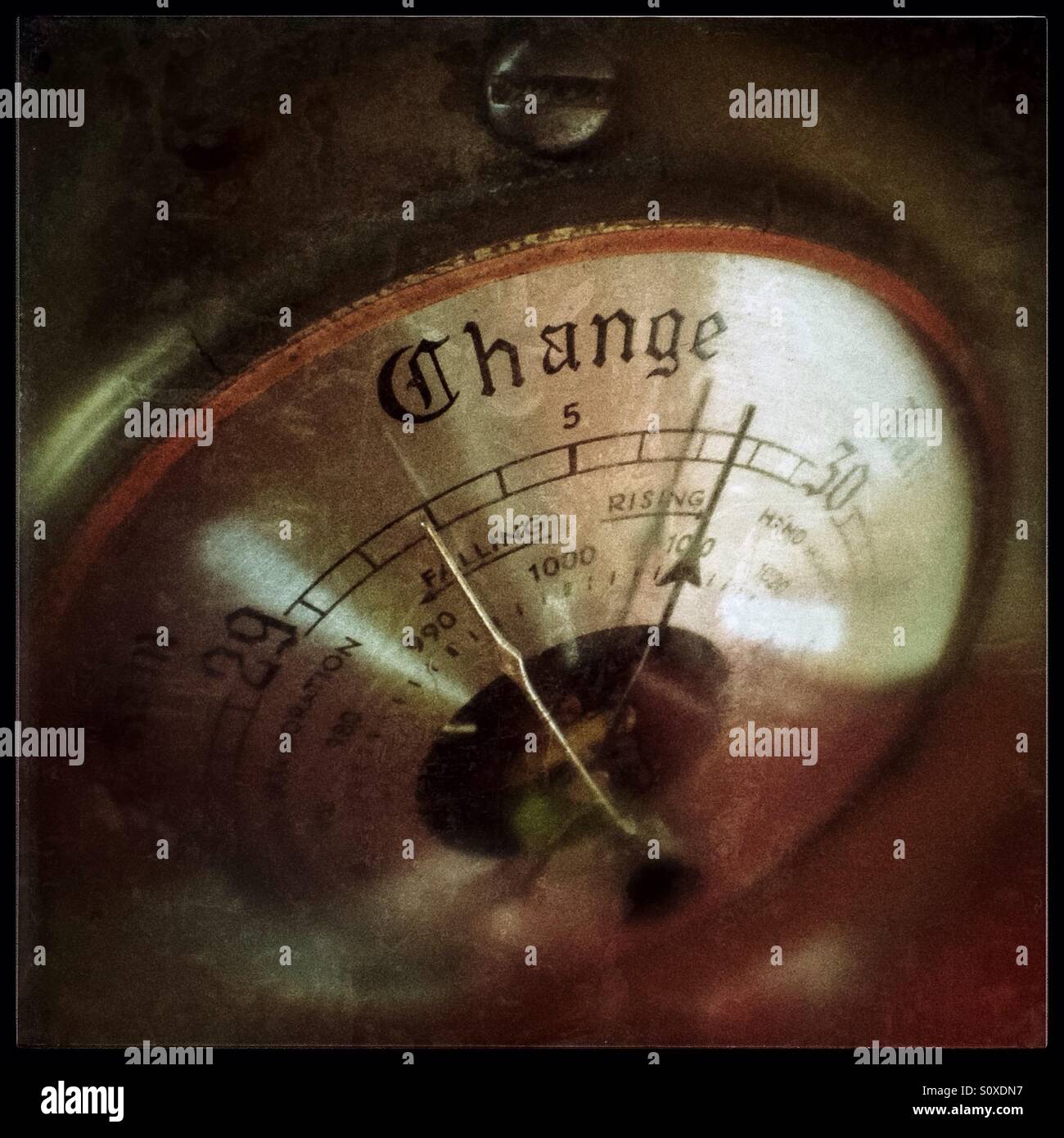 A barometer showing "Change Stock Photo Alamy