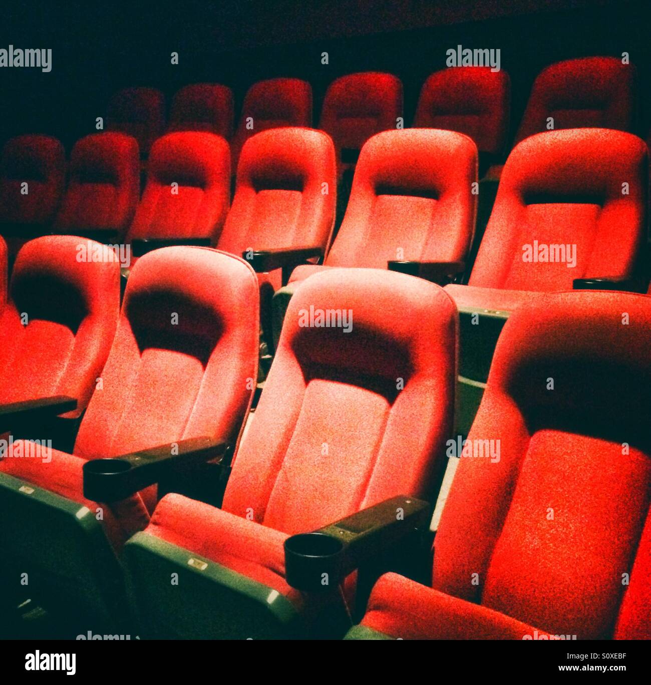 Rows of empty cinema seats - Smartphone Captured Stock Image