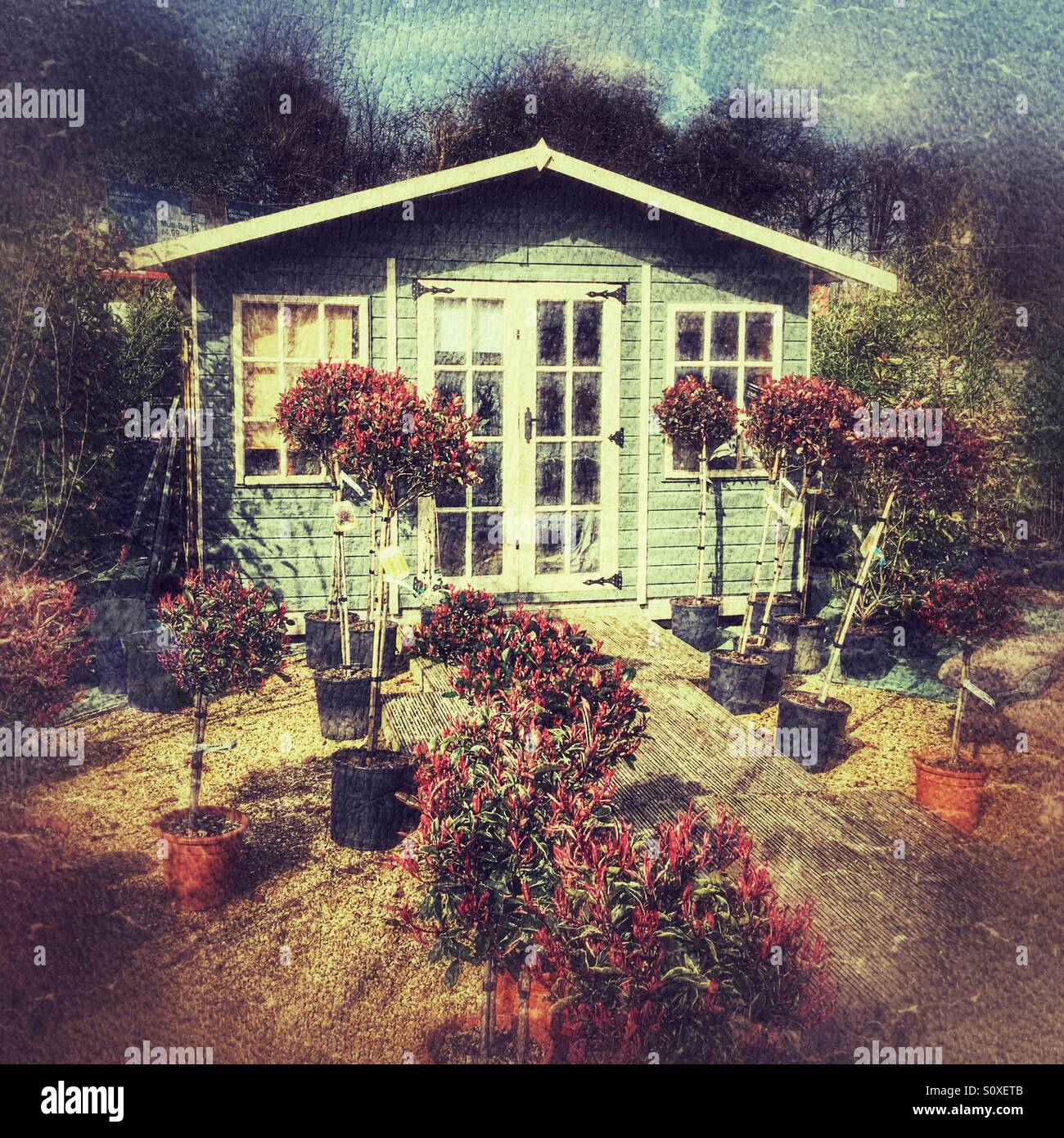 Summer house in a garden centre. - Smartphone Captured Stock Image