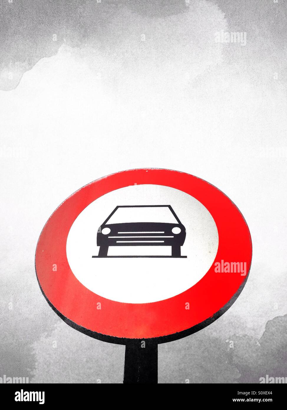 Car top sign with grey artistic cloud background - Smartphone Captured Stock Image