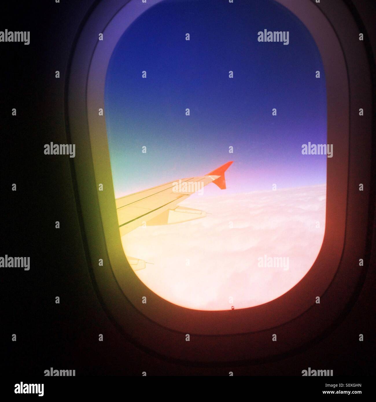 Plane window seat view - Smartphone Captured Stock Image