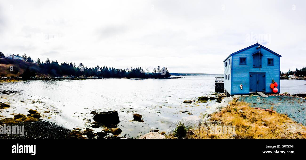 Ocean view panorama. A cove in the Atlantic Ocean. No people. - Smartphone Captured Stock Image