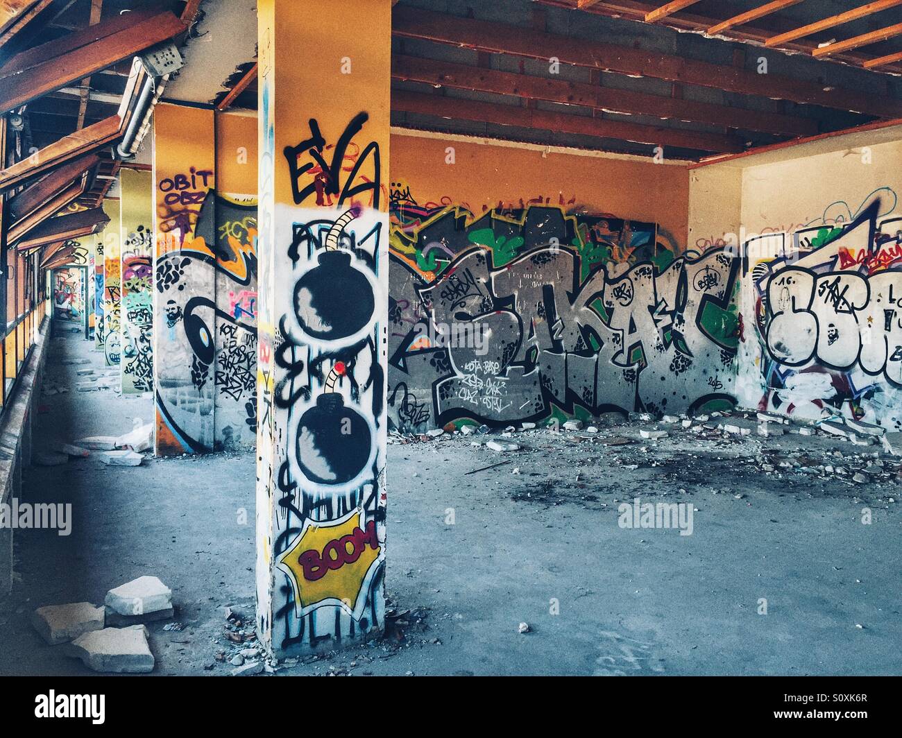 Graffiti in derelict building - Smartphone Captured Stock Image