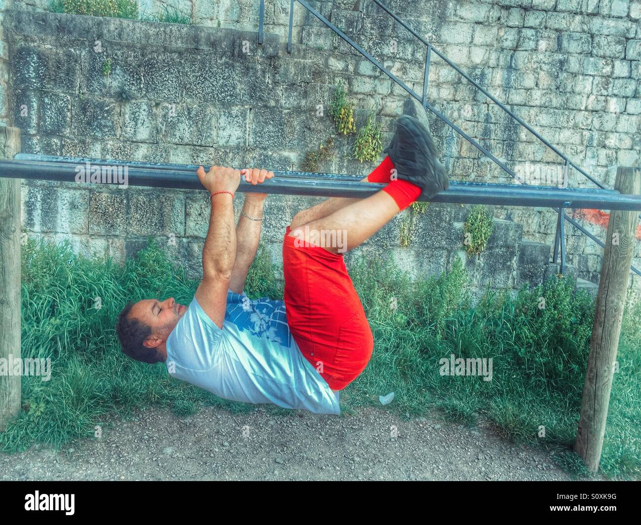 Man exercise sport outdoors - Smartphone Captured Stock Image