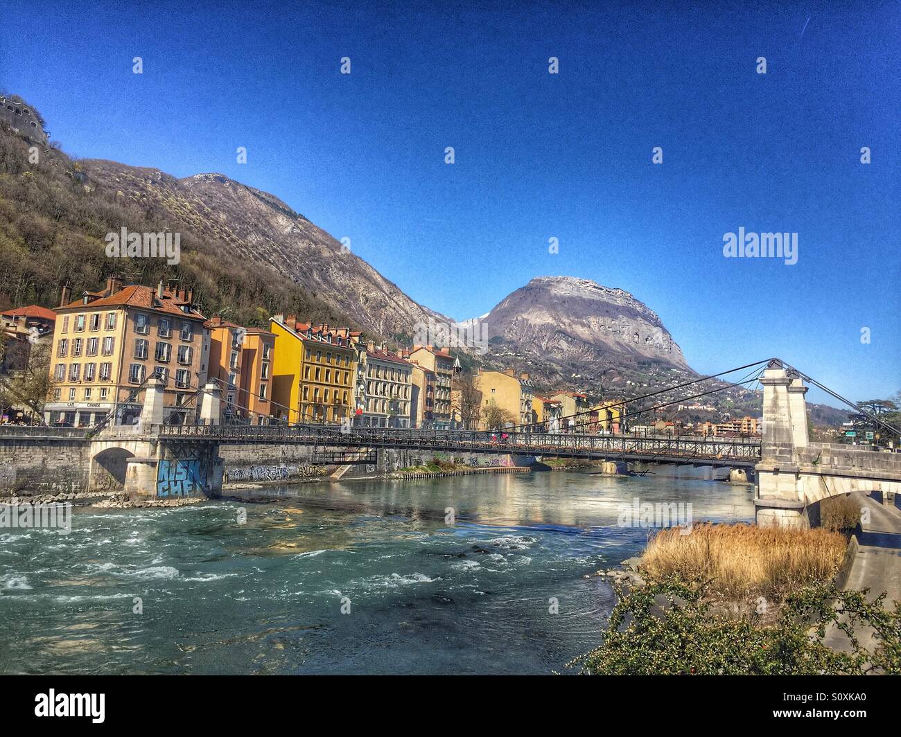 Grenoble bridge Isere Rhone Alpes - Smartphone Captured Stock Image