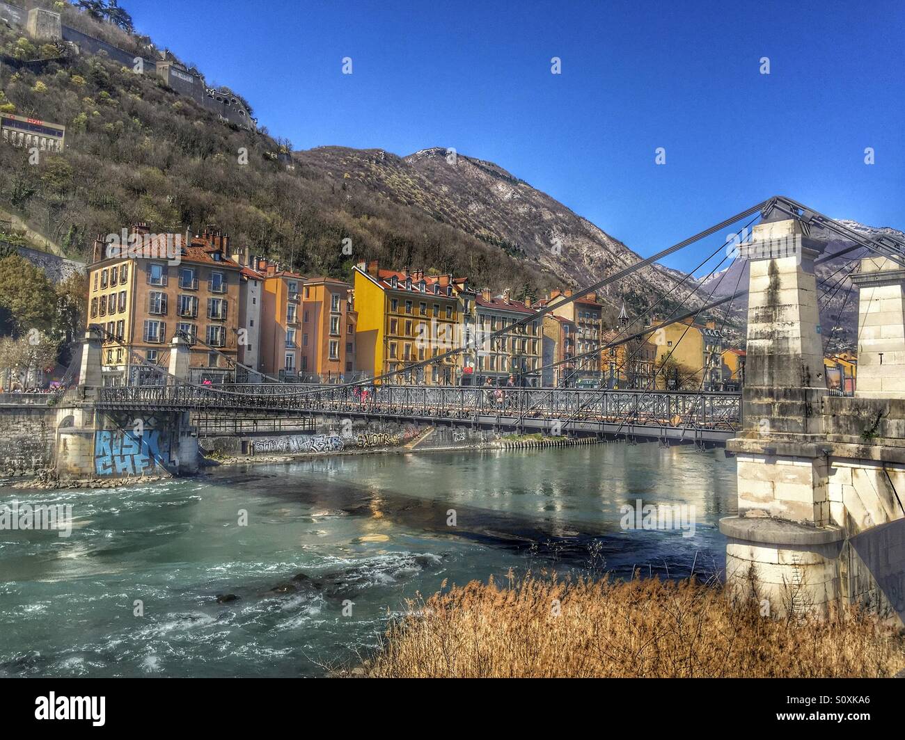 Bridge River cityscape - Smartphone Captured Stock Image