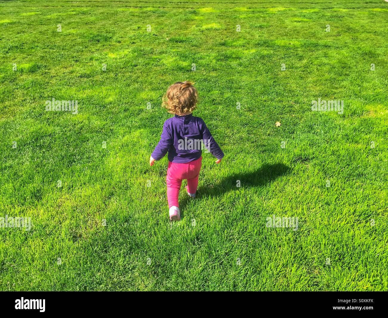 Baby walking in fields of wild grass - Smartphone Captured Stock Image