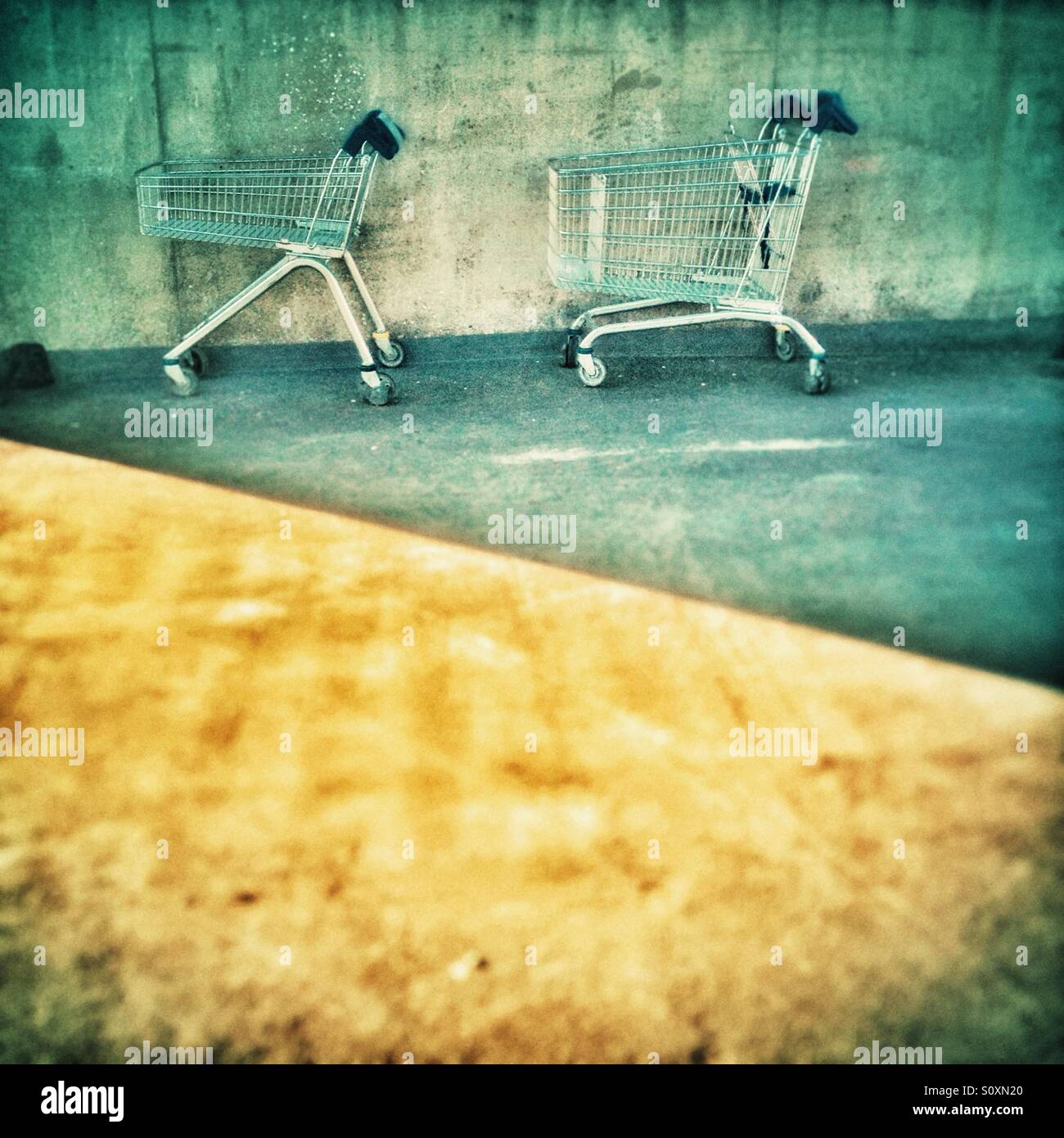 Two shopping trollies or carts. - Smartphone Captured Stock Image