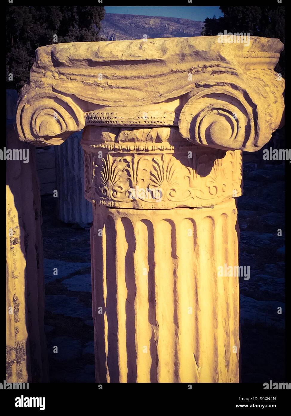 Ancient Grecian column Stock Photo