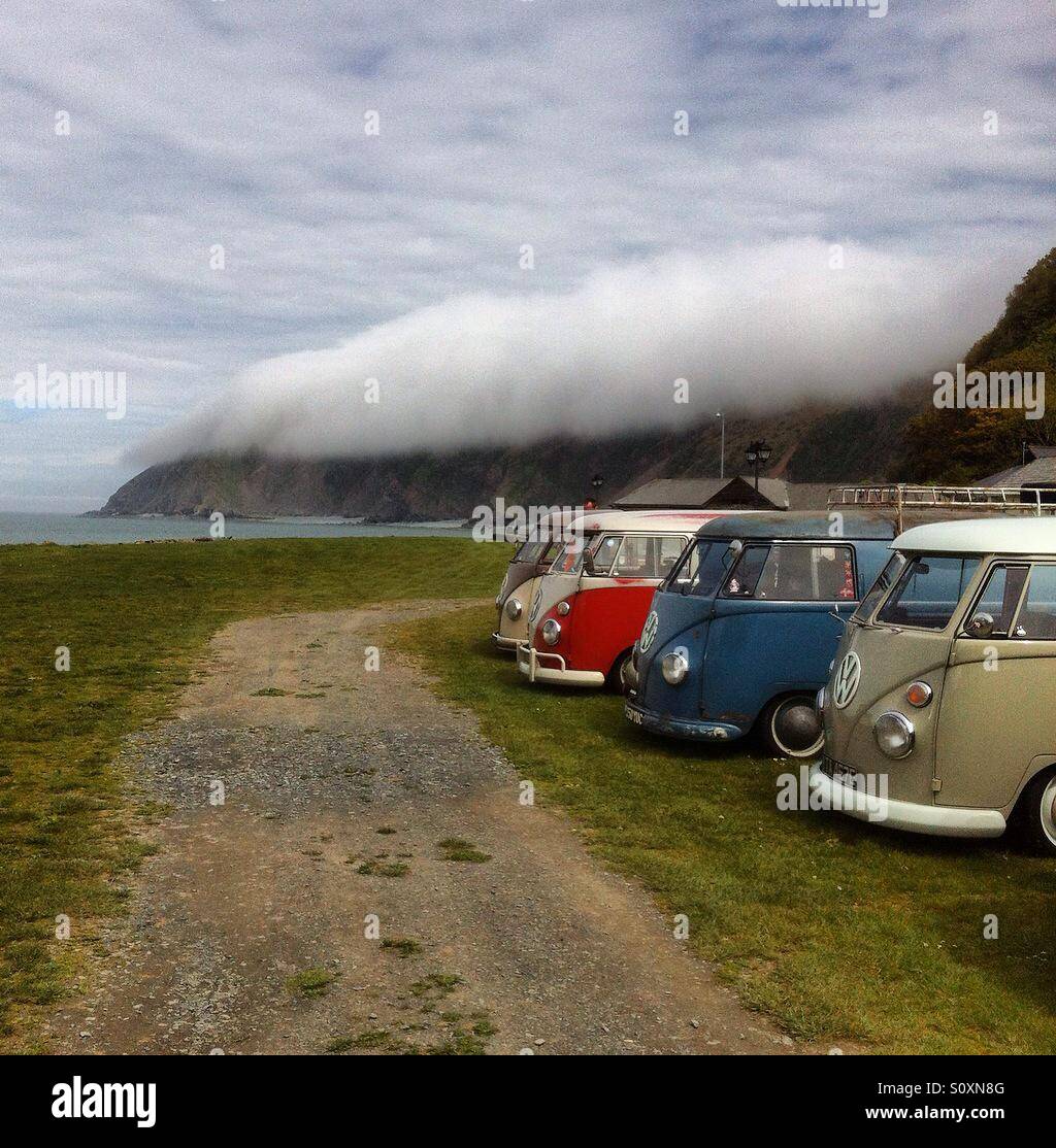 Campervans at Lynmouth in North Devon Stock Photo