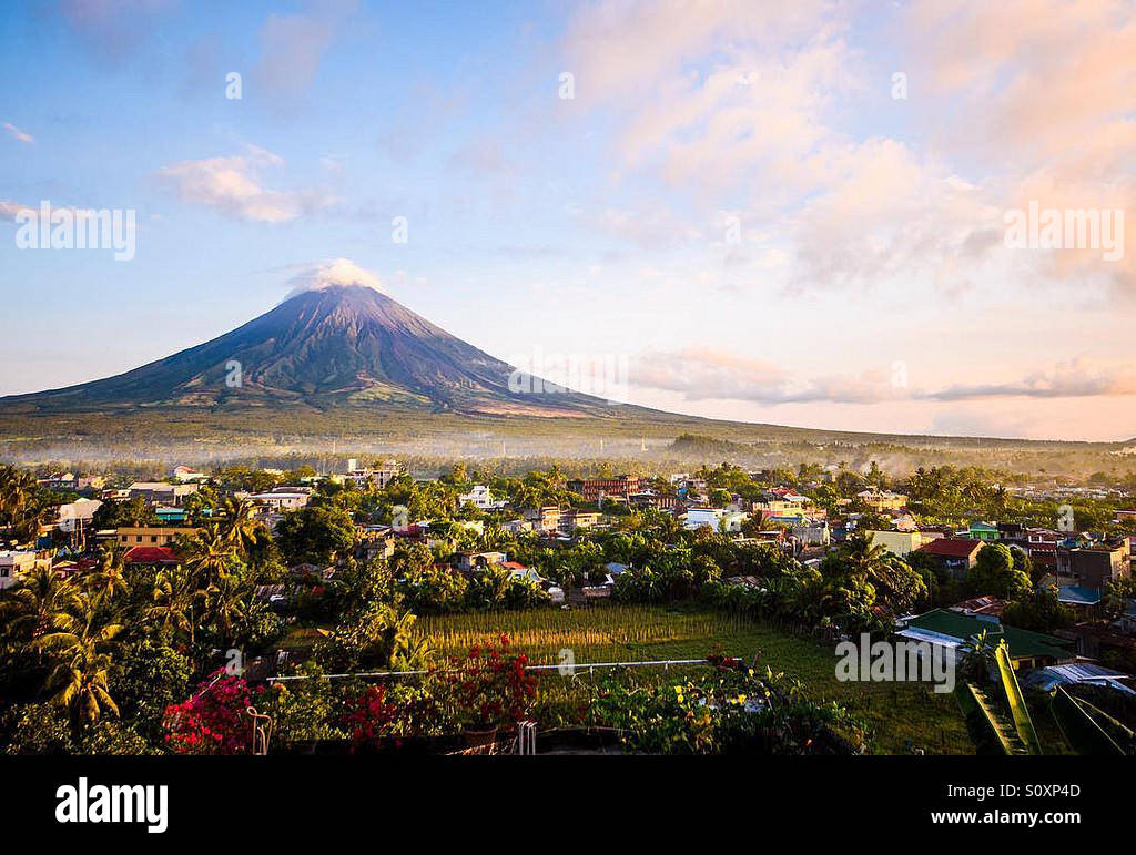 The majestic Mt. Mayon at Albay, Philippines Stock Photo
