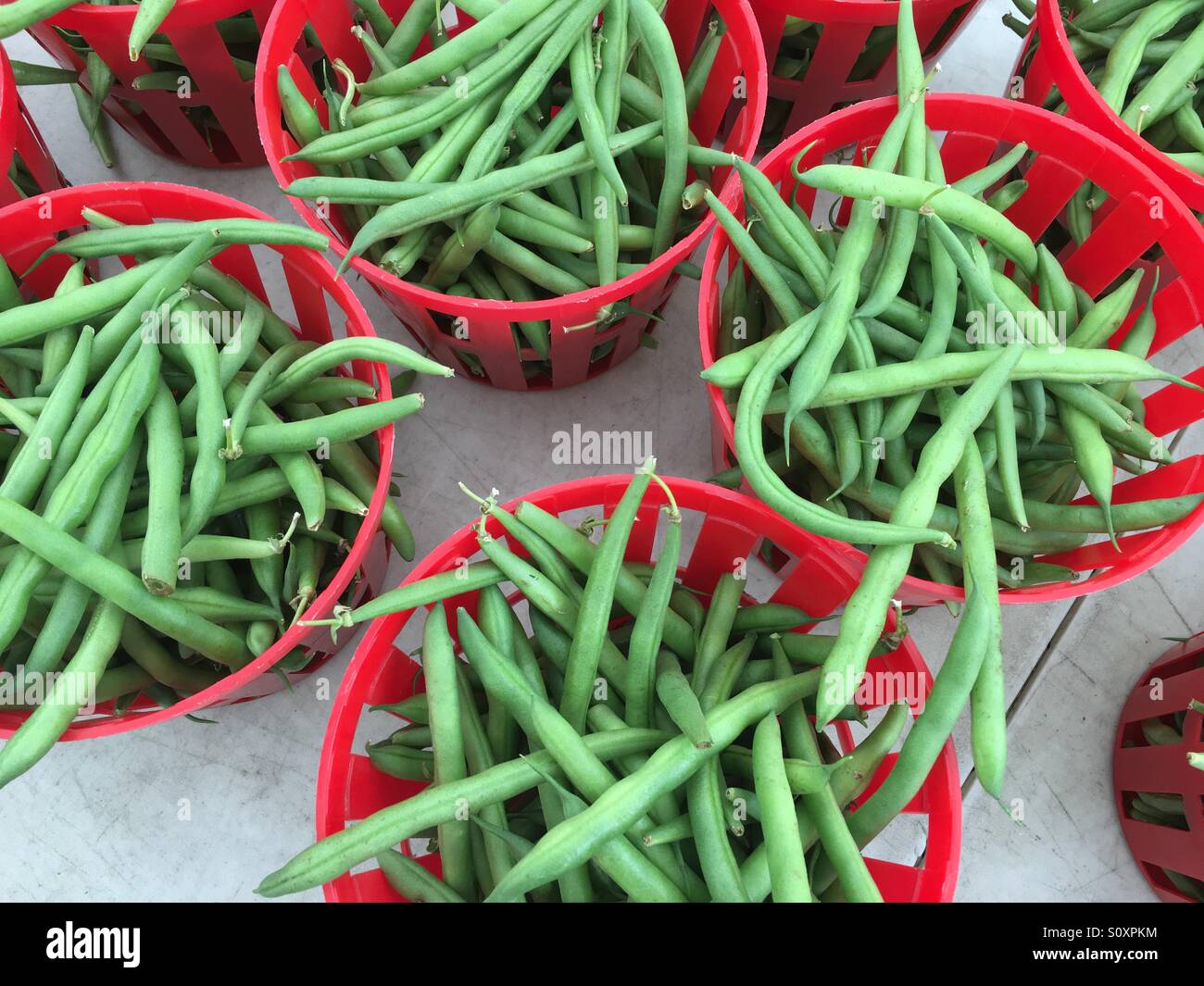 Green beans, food market, The Strip District, Pittsburgh Stock Photo