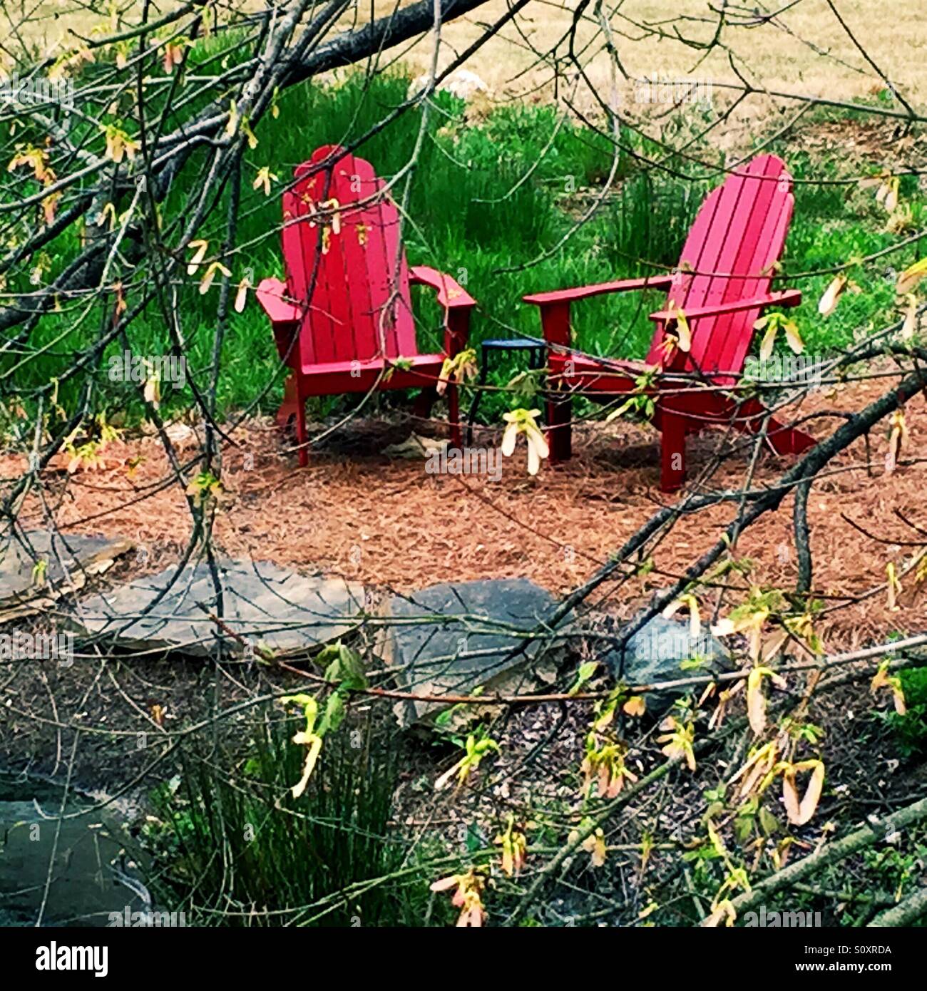 2 red chairs Stock Photo Alamy