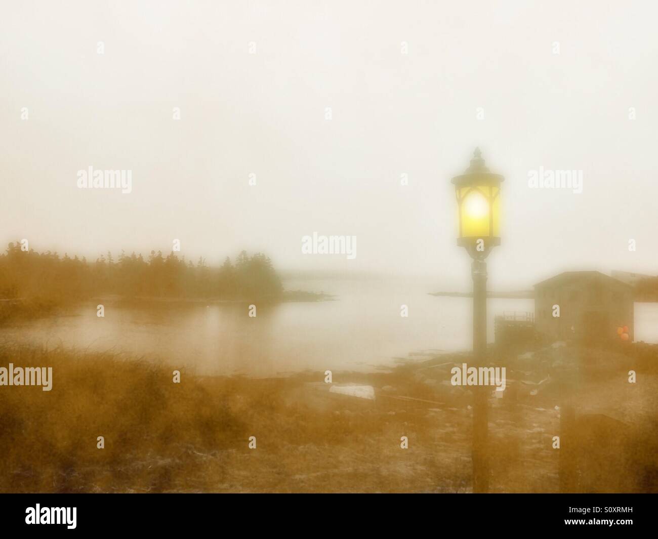 Foggy maritime scenery, Halifax, Canada - Smartphone Captured Stock Image