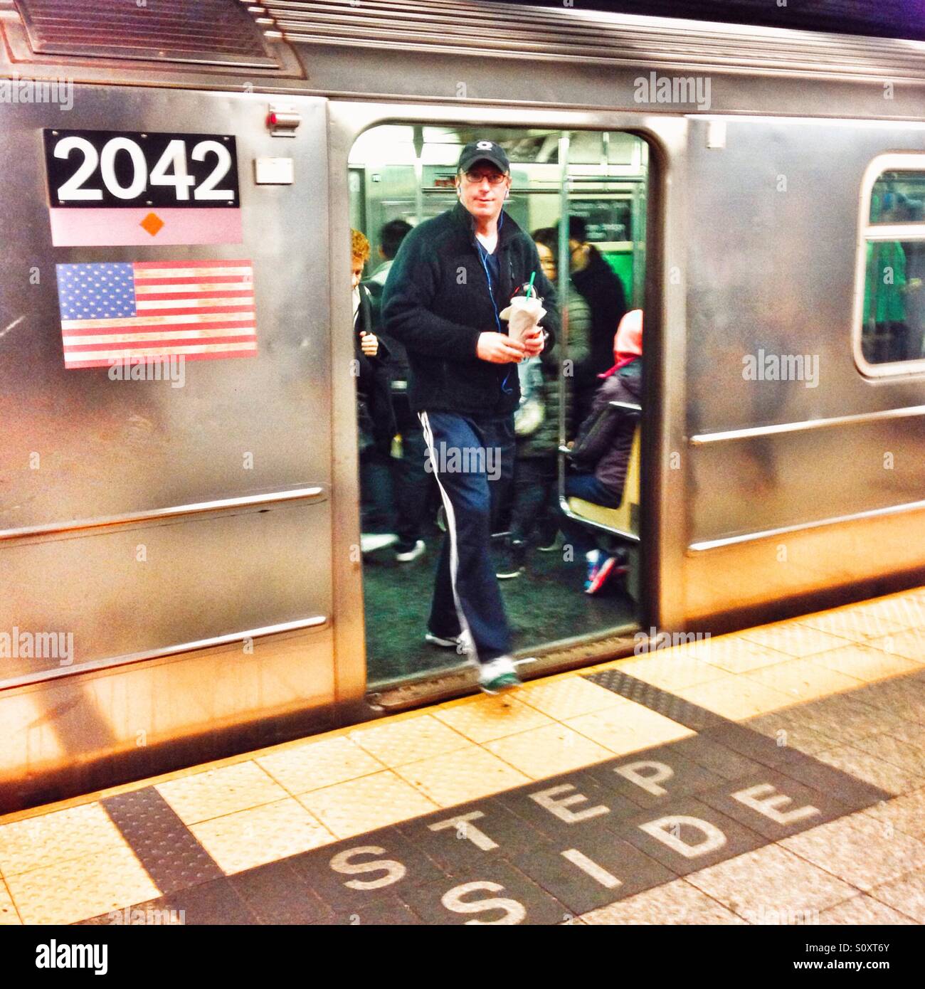 New York subway train, New York City, United States of America. - Smartphone Captured Stock Image