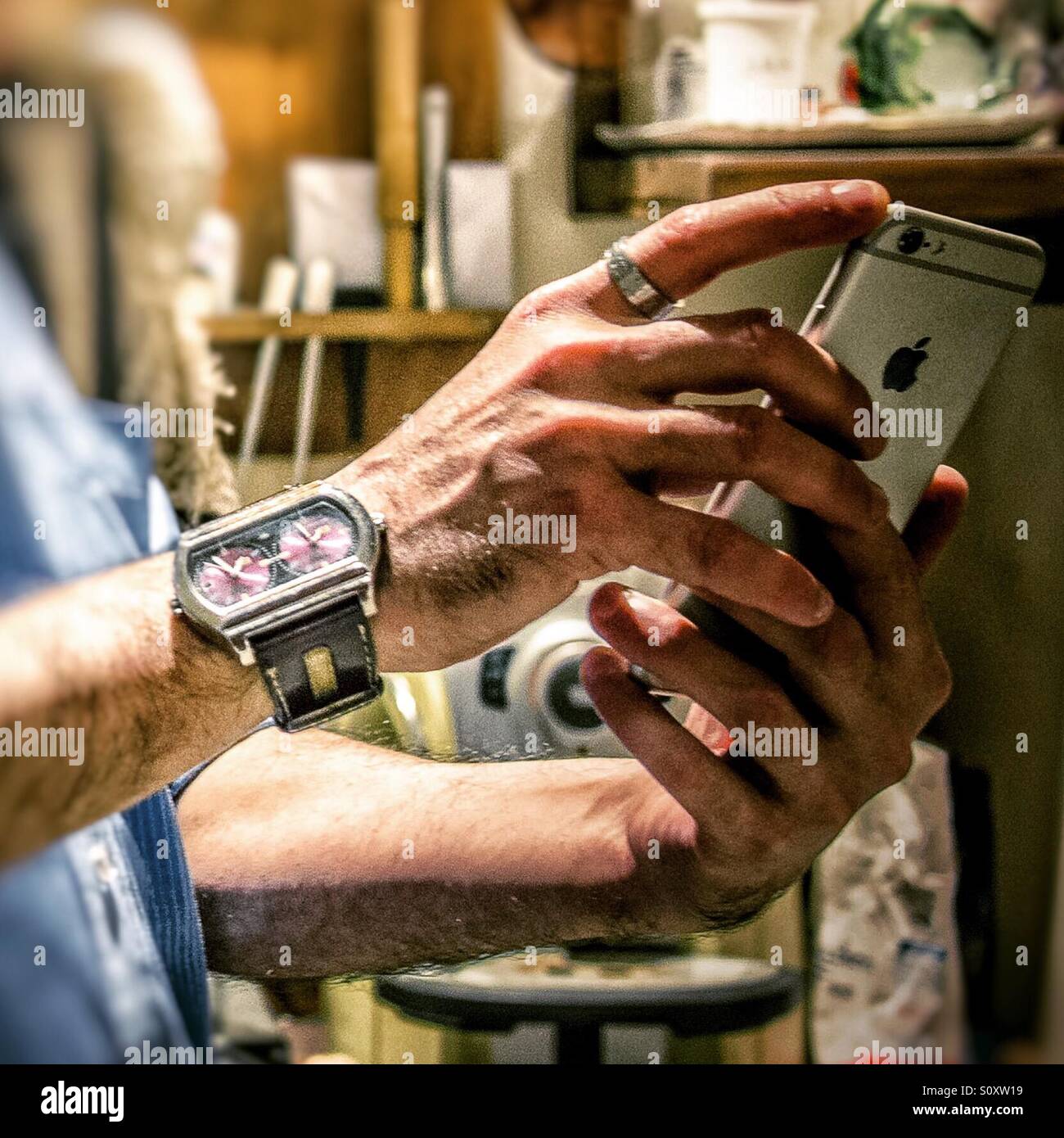 Sharing iphone 6s content - Smartphone Captured Stock Image