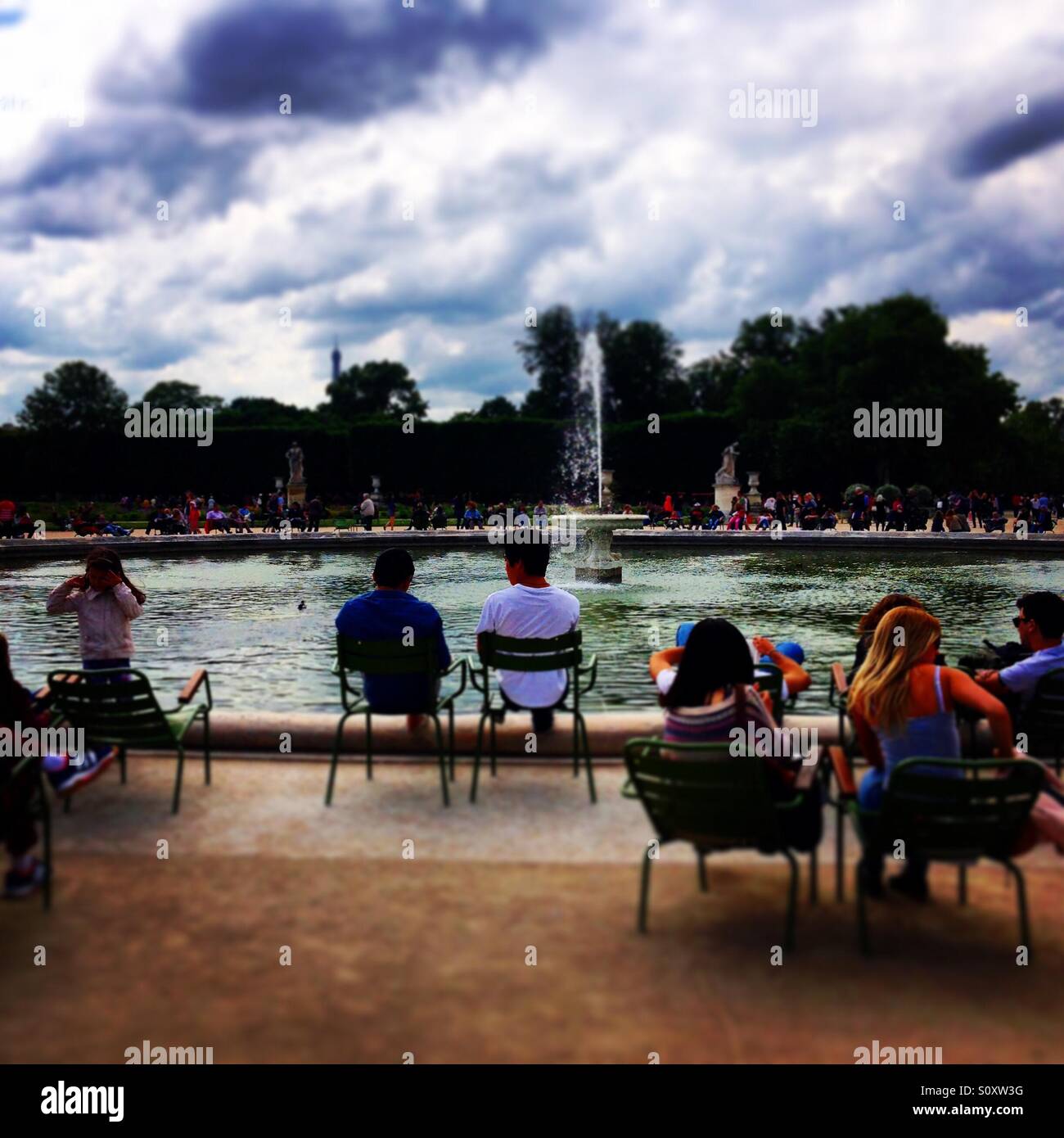 Jardin de  Tuileries, Paris, water feature - Smartphone Captured Stock Image
