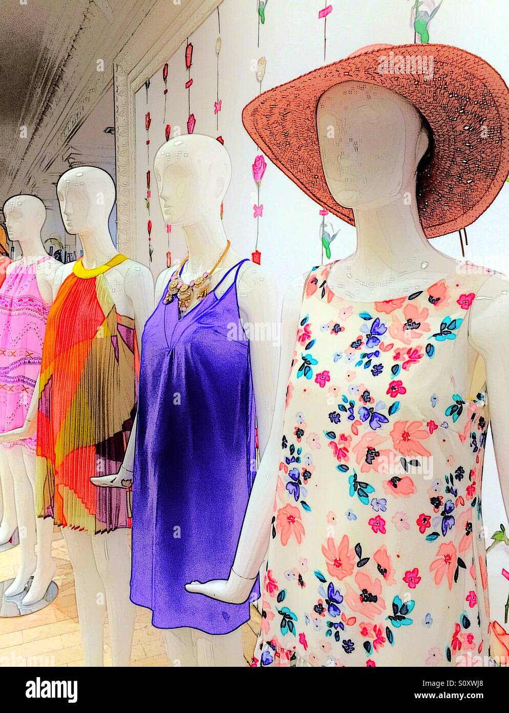 Store mannequins Display the latest spring fashions at Lord and Taylor ...