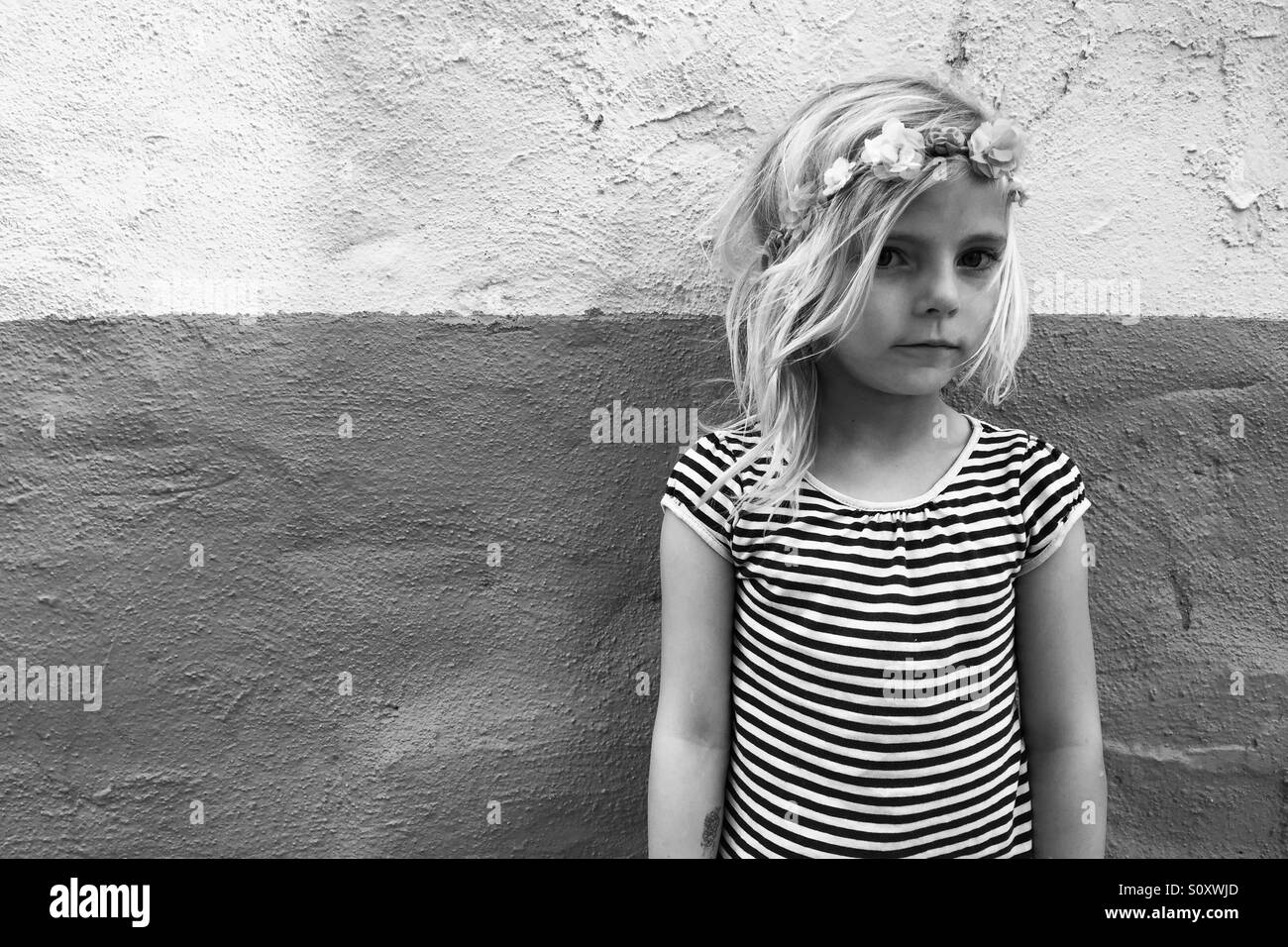 Black and white monochrome girl Stock Photo