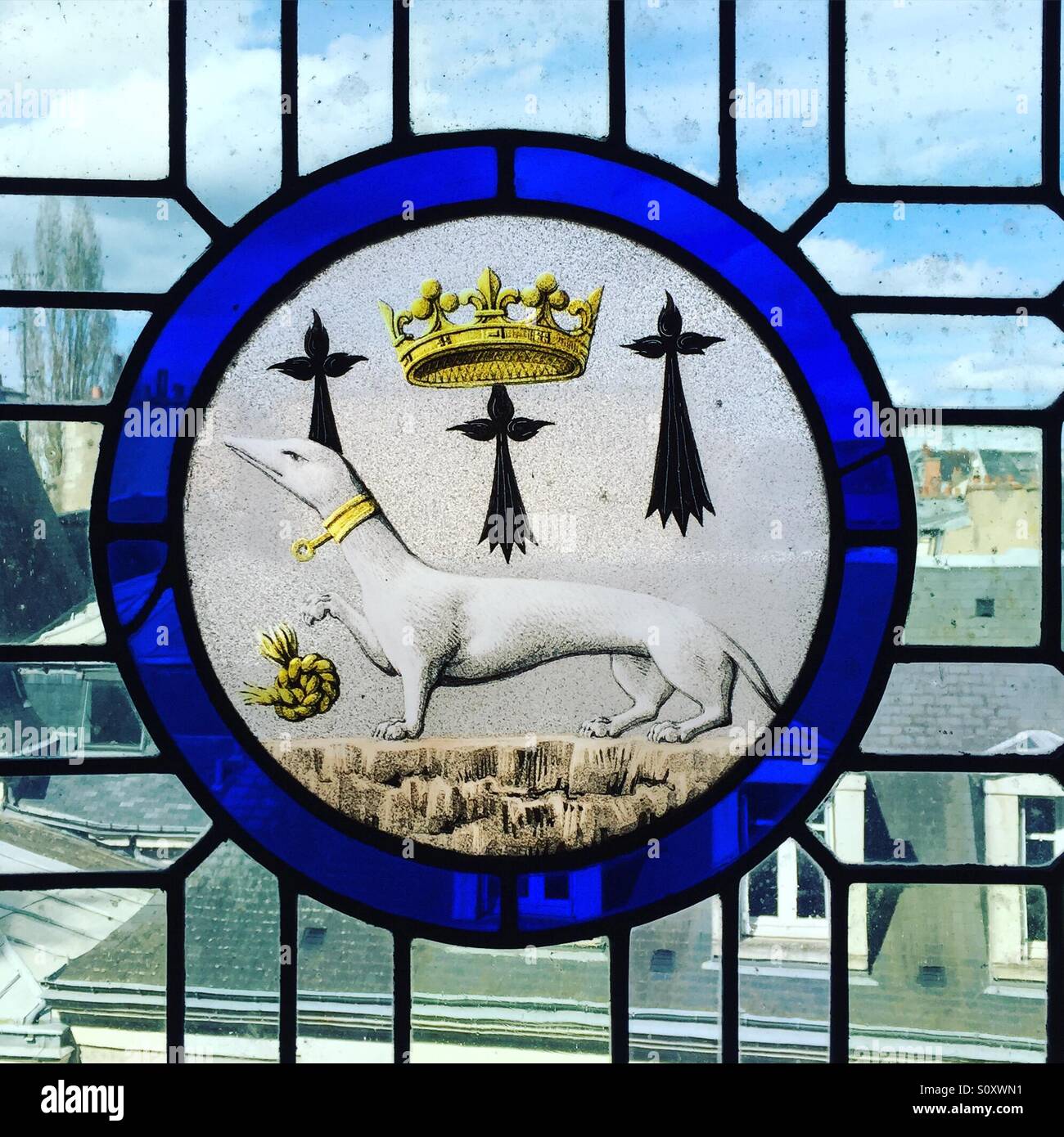 Stained glass of Royal de Blois Loir valley France - Smartphone Captured Stock Image