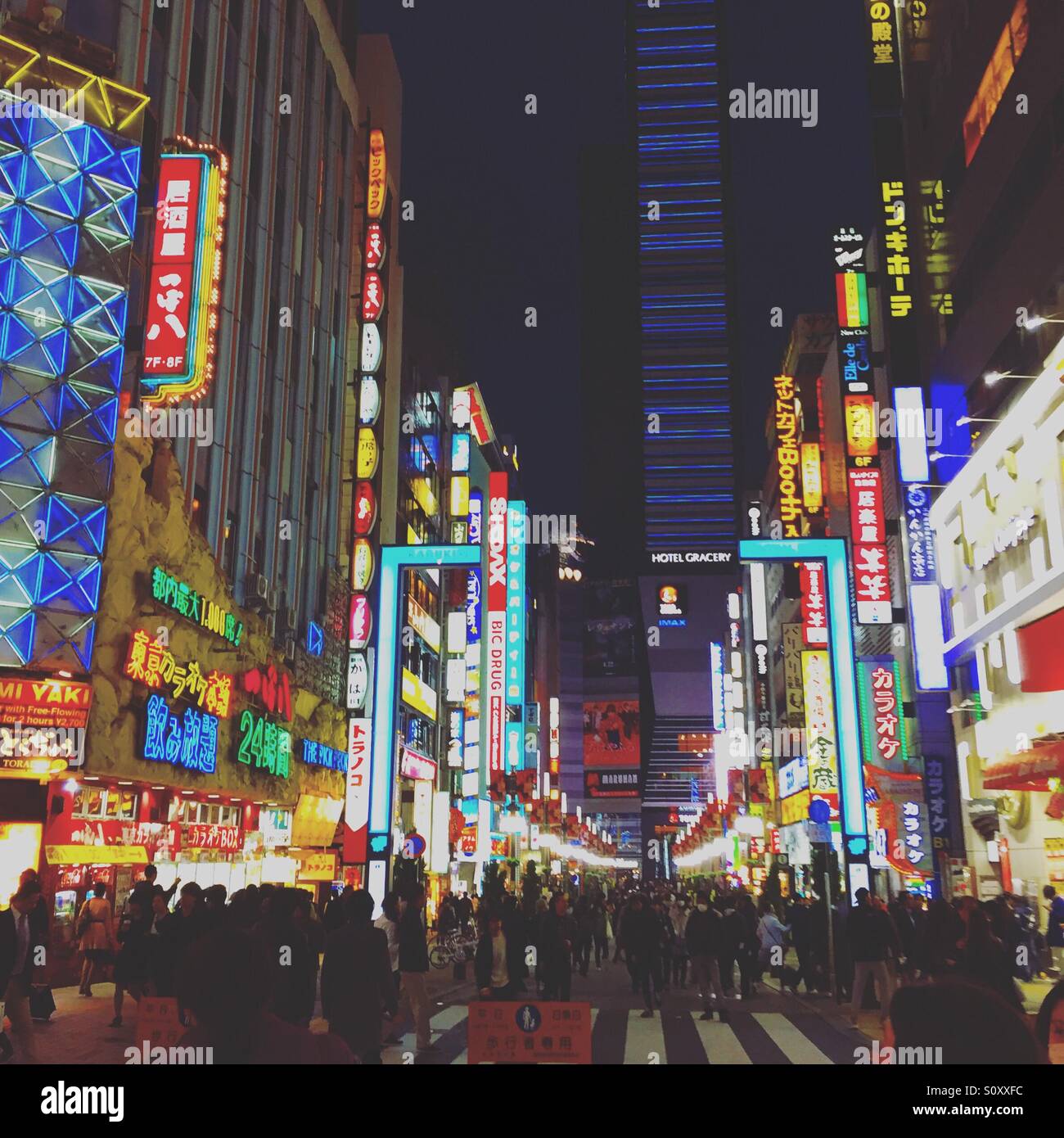 Neon lights in Tokyo Stock Photo