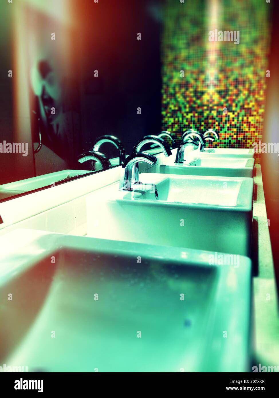 Public washroom sinks Stock Photo